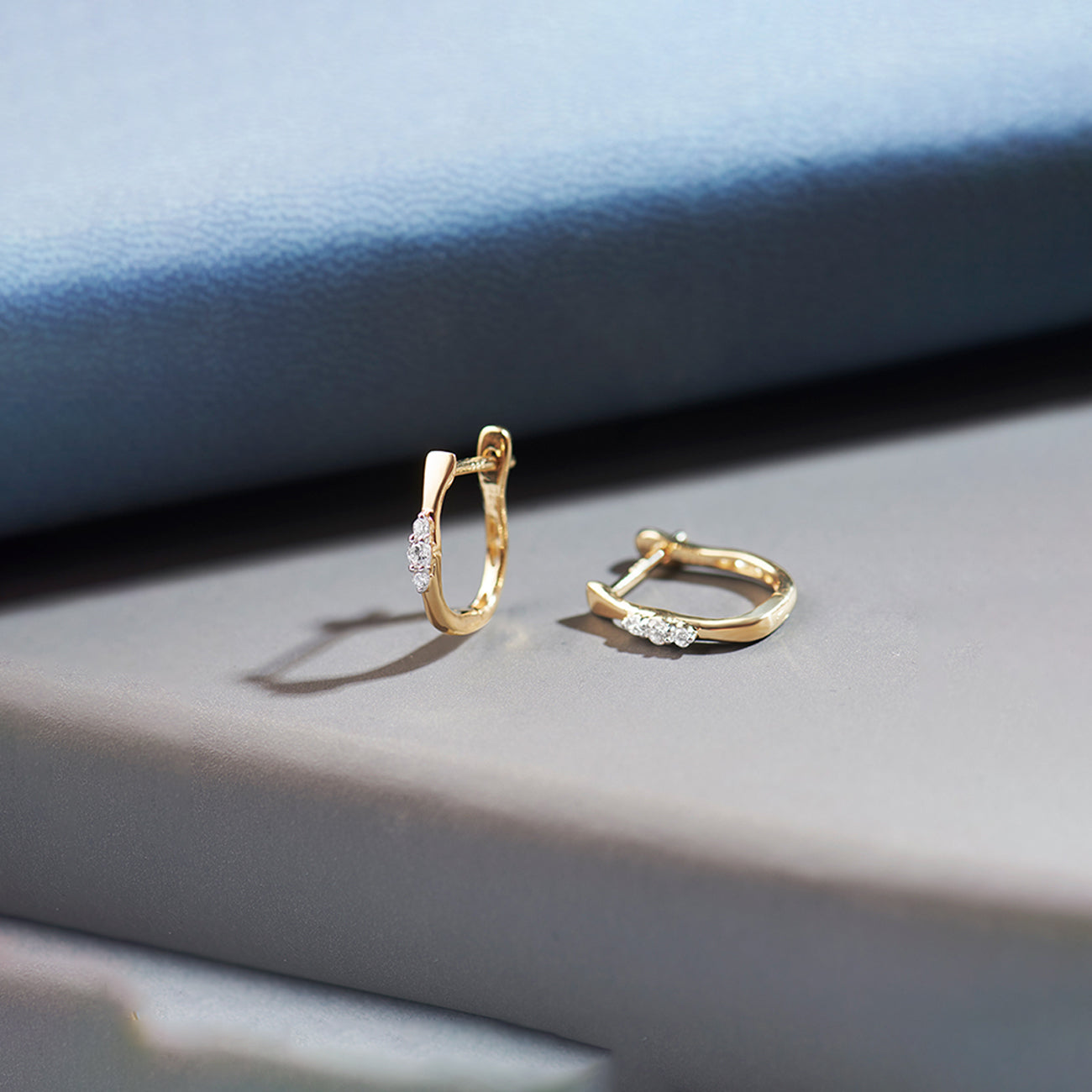 Trio Small Diamond Hoops, 14K Gold Vermeil, 1/10 ct Lab Grown Diamond-1