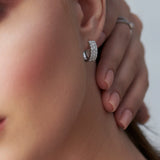 Three Row Diamond Hoops