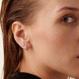 Created Ruby Diamond Hoops, Sterling Silver, 1/10 ct Lab Grown Diamond-4