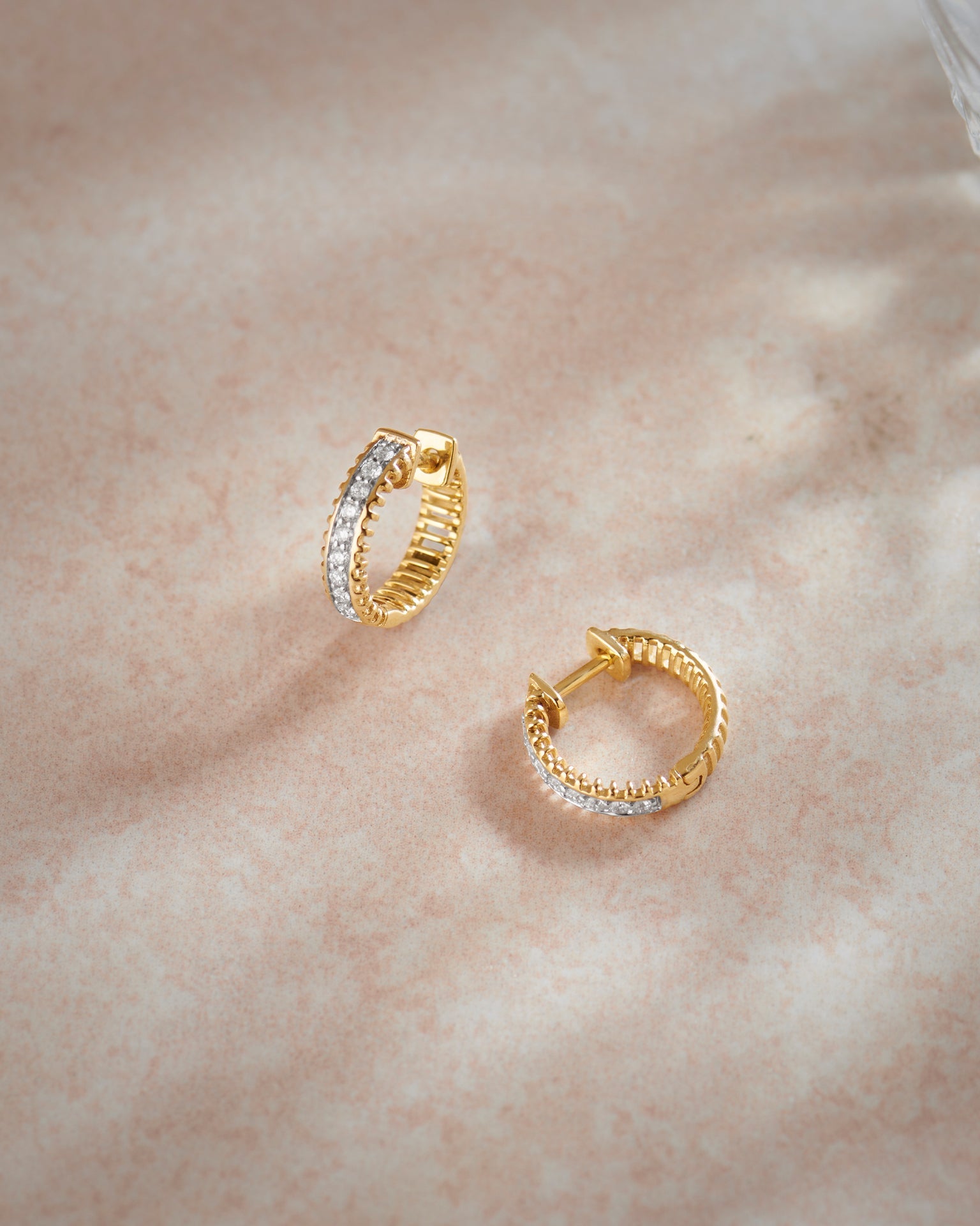 Fine Small Diamond Hoops, 14K Solid Gold, 1/5 ct Lab Grown Diamond-8