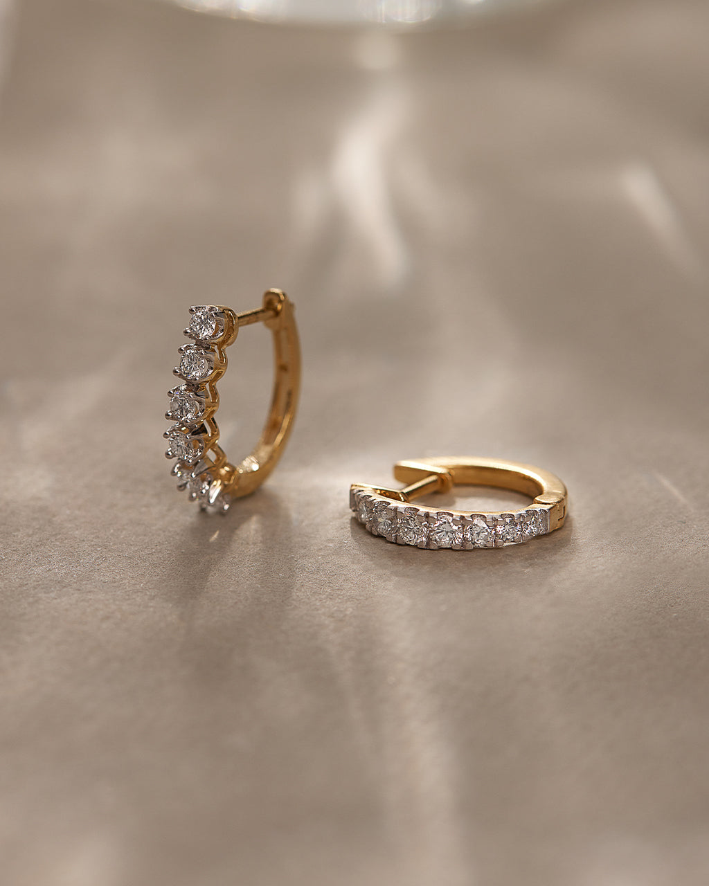 Linear Diamond Hoops, 14K Gold Vermeil, 1/2 ct Lab Grown Diamond-5
