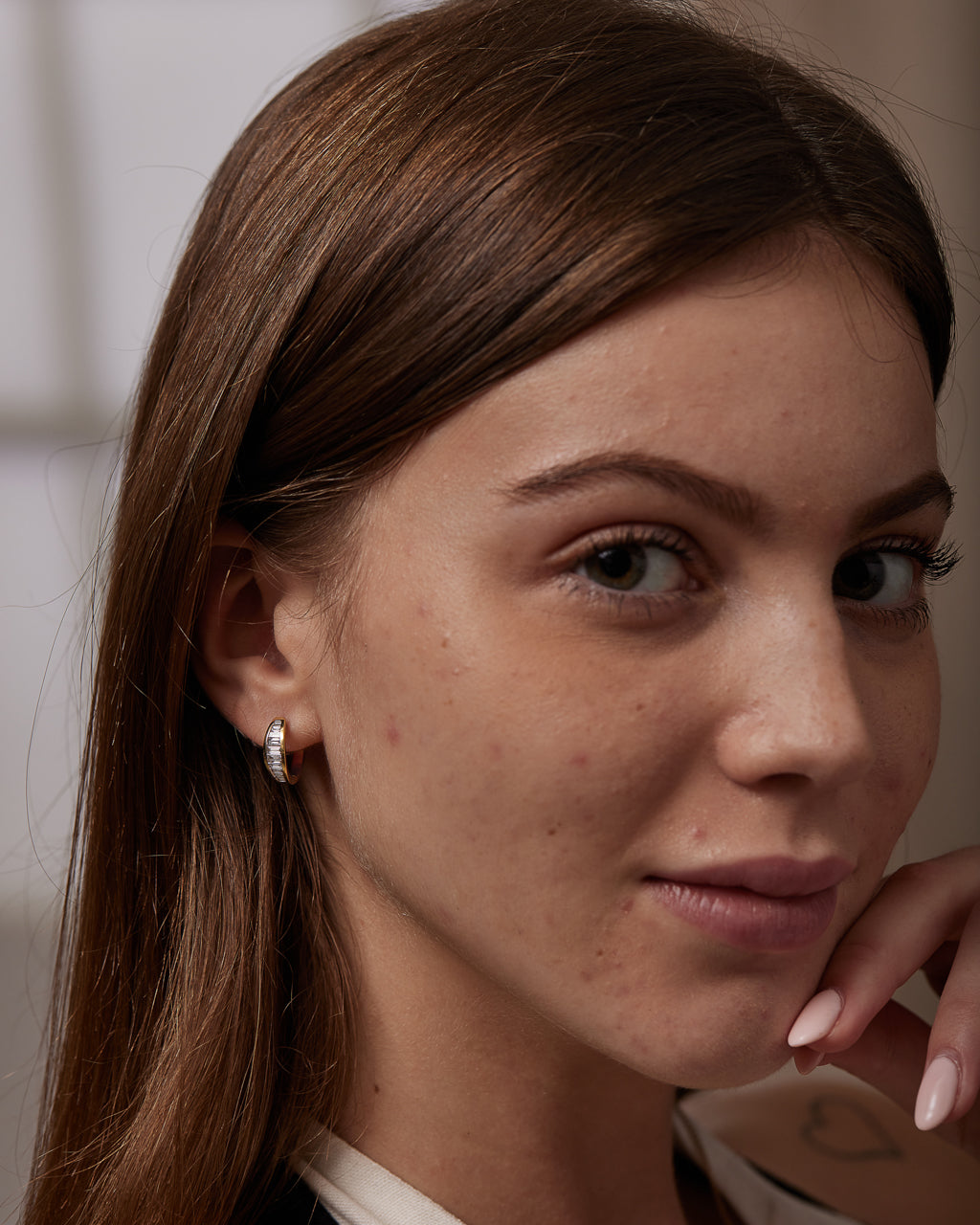 Baguette Diamond Hoops, 14K Gold Vermeil, 3/4 ct Lab Grown Diamond-4