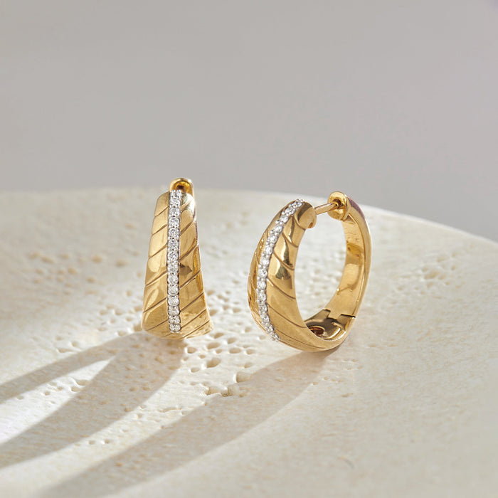 Bold Texture Diamond Hoops
