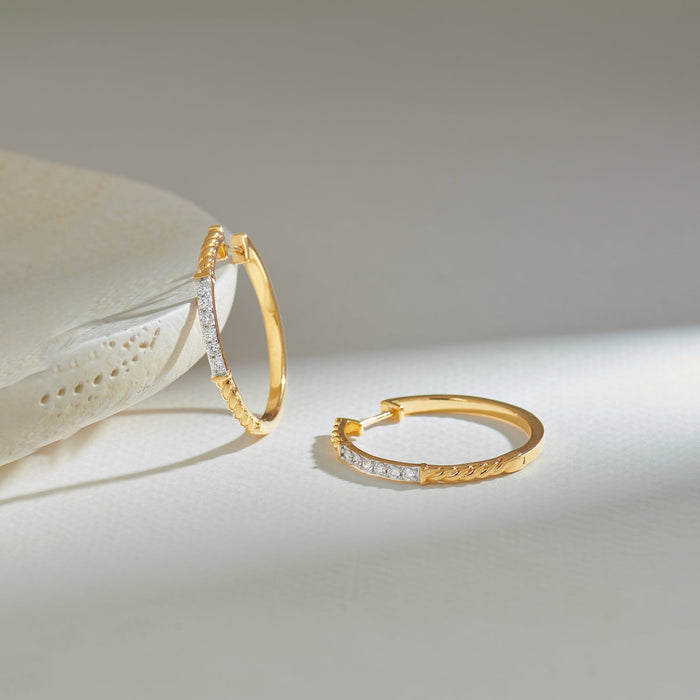 Twisted Round Diamond Hoops