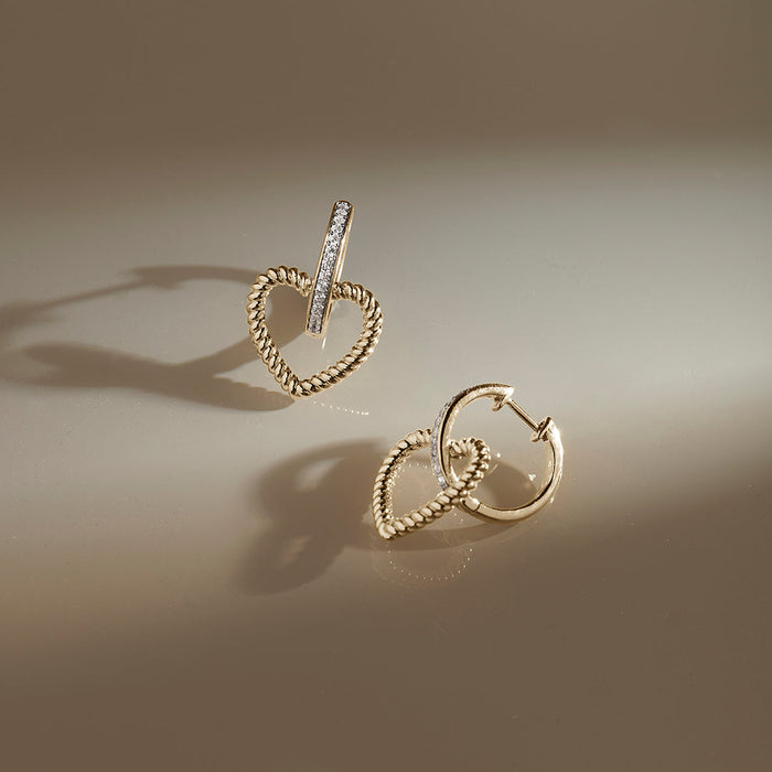 Dancing Heart Diamond Hoops