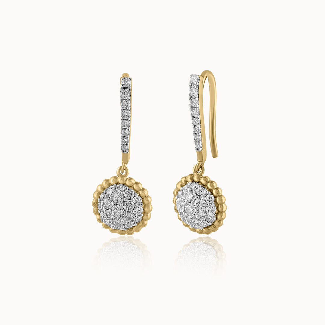 Beaded Diamond Drop Earrings, 14K Gold Vermeil, 5/8 ct Lab Grown Diamond-3
