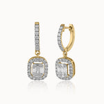 Rectangle Halo Diamond Hoops, 14K Gold Vermeil, 7/8 ct Lab Grown Diamond-3