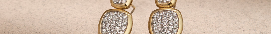 Duo Cushion Diamond Drop Earrings