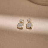 Duo Cushion Diamond Drop Earrings