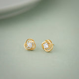 Floral Solitaire Studs, 14K Gold Vermeil, 1/4 ct Lab Grown Diamond-5