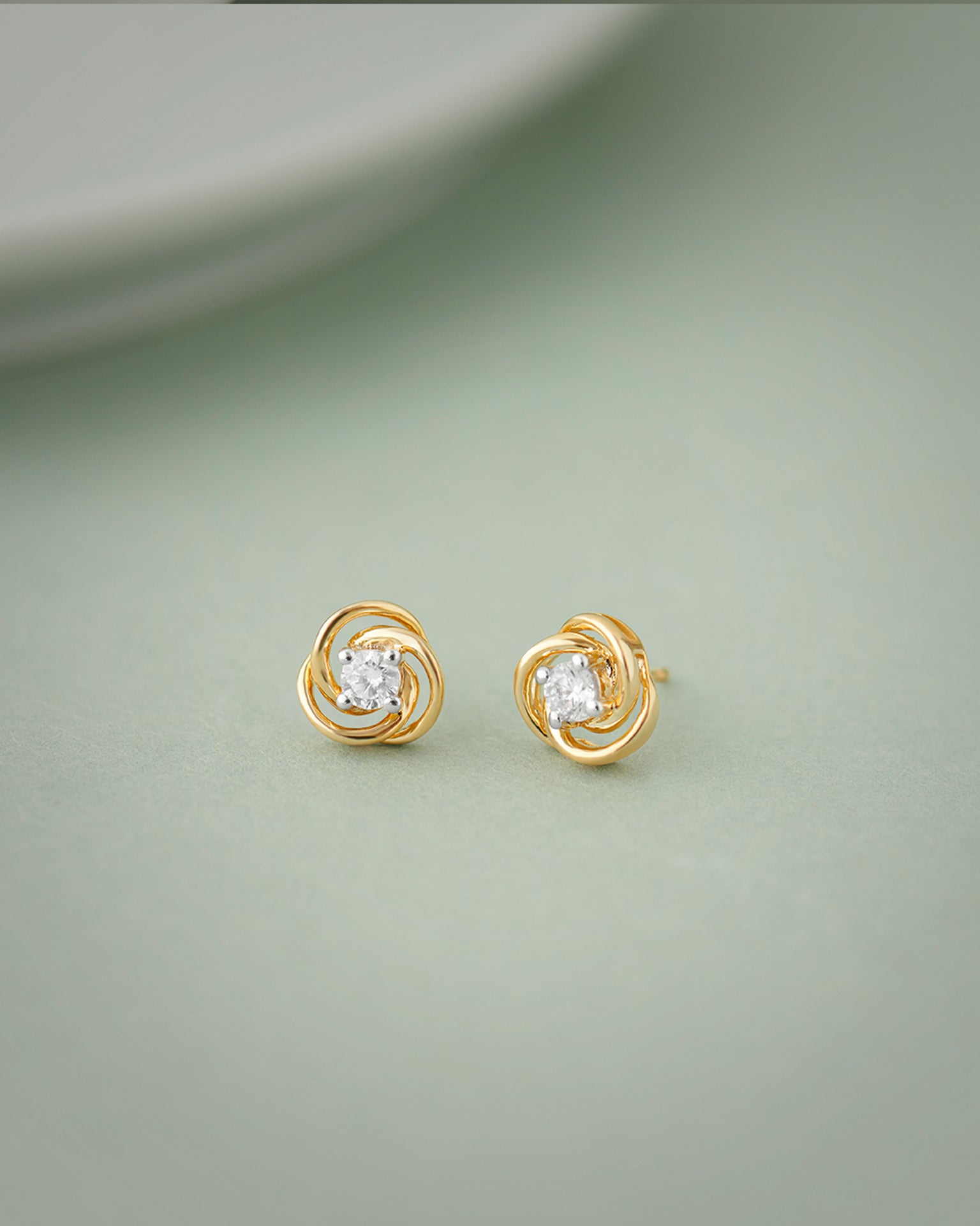 Floral Solitaire Studs, 14K Gold Vermeil, 1/4 ct Lab Grown Diamond-5