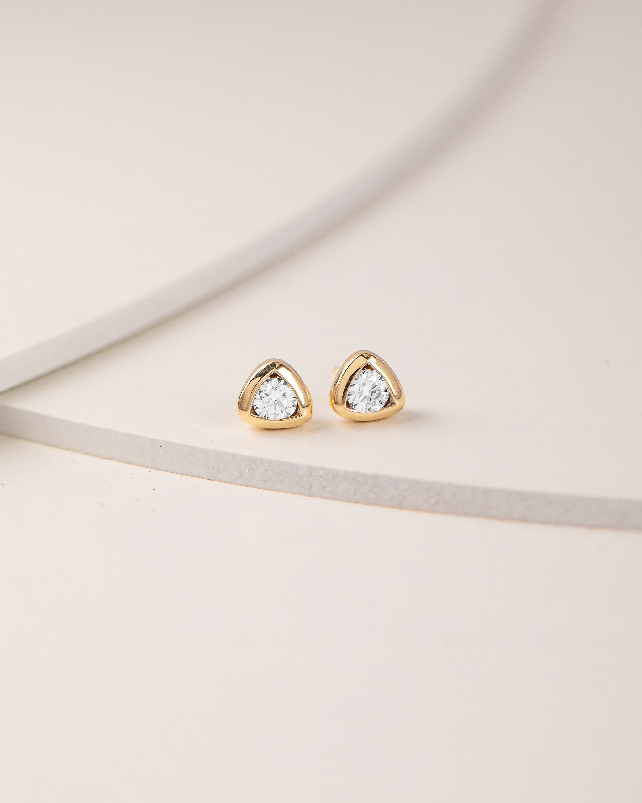 Trillion Small Solitaire Earrings, 10K Solid Gold, 3/8 ct Lab Grown Diamond-5