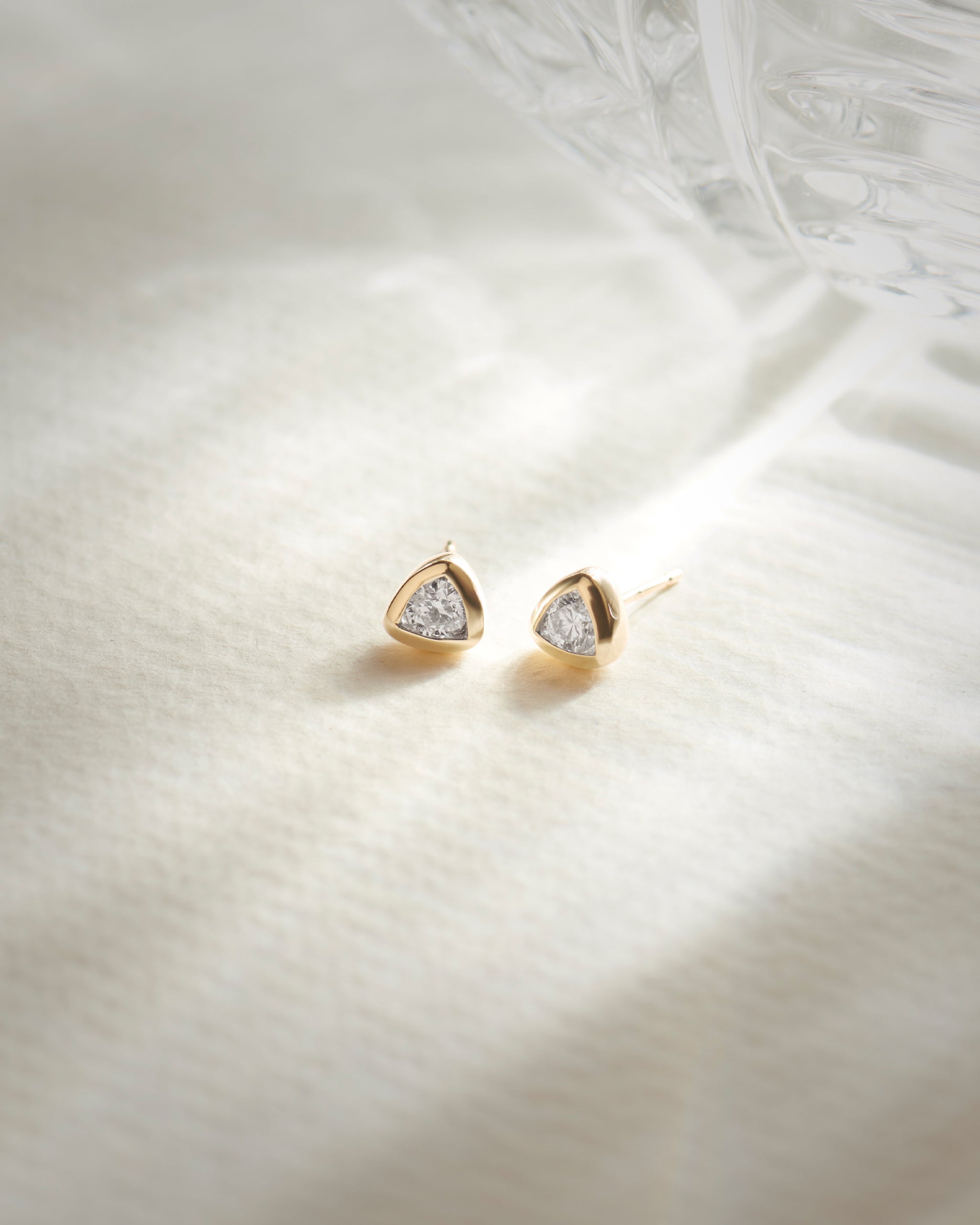 Trillion Small Solitaire Earrings, 10K Solid Gold, 3/8 ct Lab Grown Diamond-6