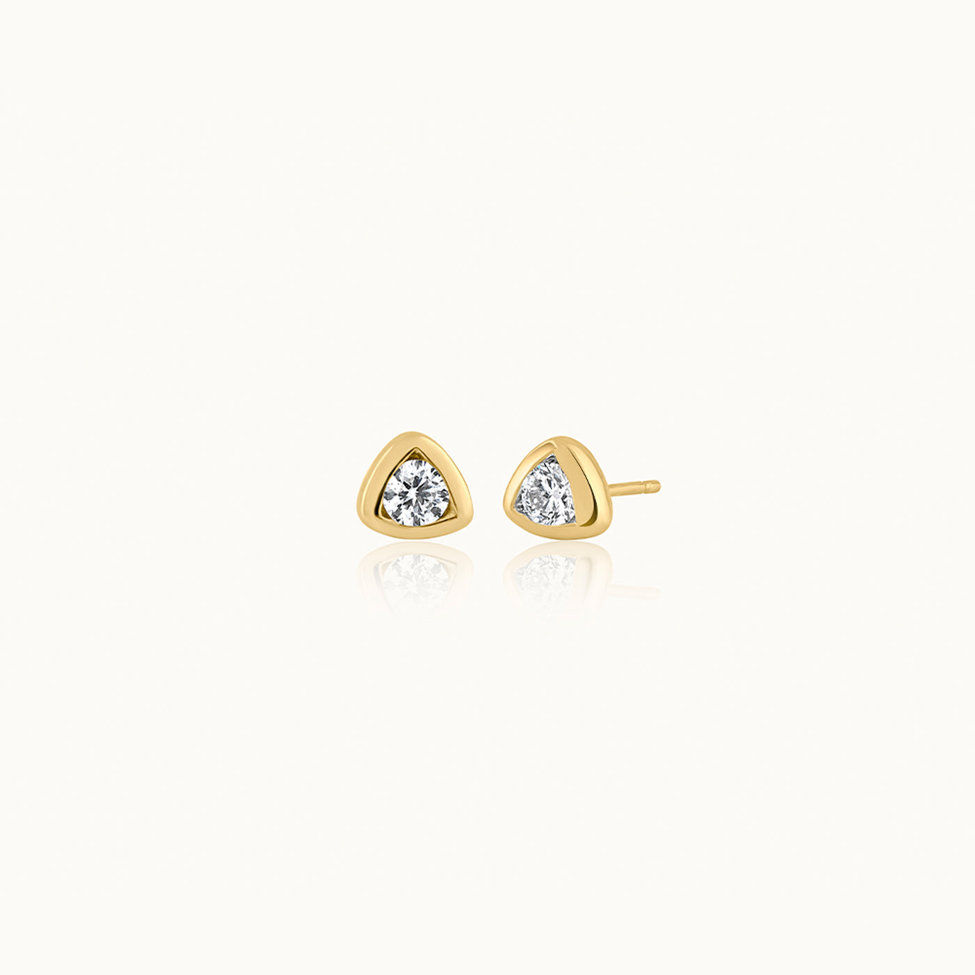 Trillion Small Solitaire Earrings, 10K Solid Gold, 3/8 ct Lab Grown Diamond-3