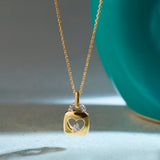 Heart Lock Diamond Necklace, 14K Gold Vermeil, 1/20 ct Lab Grown Diamond-8
