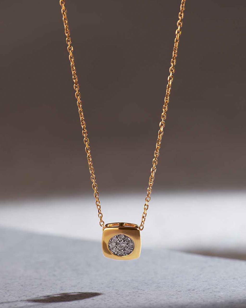Square Diamond Necklace, 14K Gold Vermeil, 1/8 ct Lab Grown Diamond-6