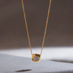 Square Diamond Necklace, 14K Gold Vermeil, 1/8 ct Lab Grown Diamond-1