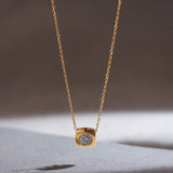 Square Diamond Necklace, 14K Gold Vermeil, 1/8 ct Lab Grown Diamond-1