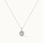 Round Cluster Diamond Necklace, Sterling Silver, 1/2 ct Lab Grown Diamond-3