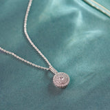 Round Cluster Diamond Necklace, Sterling Silver, 1/2 ct Lab Grown Diamond-1