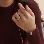 Created Ruby Paperclip Necklace, Sterling Silver, 1/5 ct Lab Grown Diamond-2
