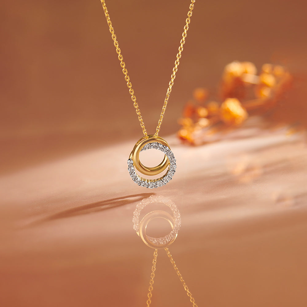 Interlocked Round Diamond Necklace, 14K Gold Vermeil, 1/3 ct Lab Grown Diamond-1