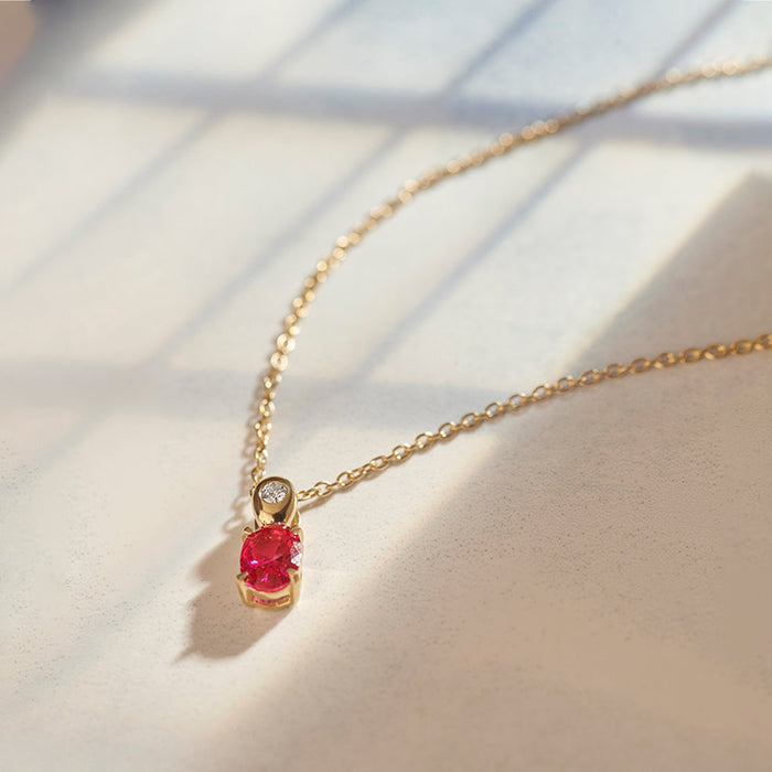 Created Ruby Diamond Necklace