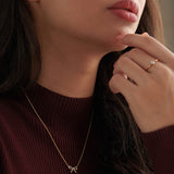 Bow Diamond Necklace, 14K Gold Vermeil, 1/5 ct Lab Grown Diamond-2