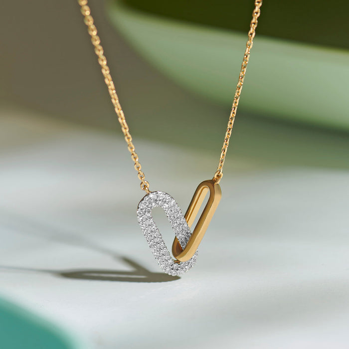 Interlocked Paperclip Diamond Necklace