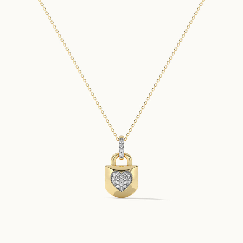 Lock Your Heart Diamond Necklace, 14K Gold Vermeil, 1/6 ct Lab Grown Diamond-3