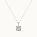 Cushion Pave Diamond Necklace, Sterling Silver, 3/8 ct Lab Grown Diamond-3