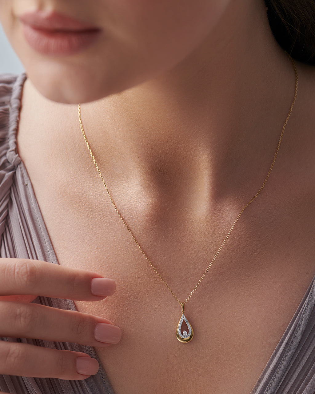 Teardrop Diamond Necklace, 14K Gold Vermeil, 1/6 ct Lab Grown Diamond-2