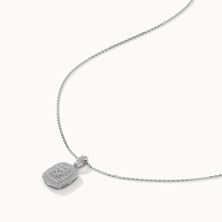 Rectangle Cluster Diamond Necklace, Sterling Silver, 1/2 ct Lab Grown Diamond-7