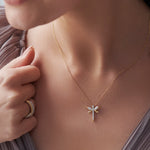 Dragonfly Diamond Necklace, 14K Gold Vermeil, 1/6 ct Lab Grown Diamond-5