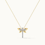 Dragonfly Diamond Necklace, 14K Gold Vermeil, 1/6 ct Lab Grown Diamond-3