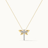 Dragonfly Diamond Necklace, 14K Gold Vermeil, 1/6 ct Lab Grown Diamond-3