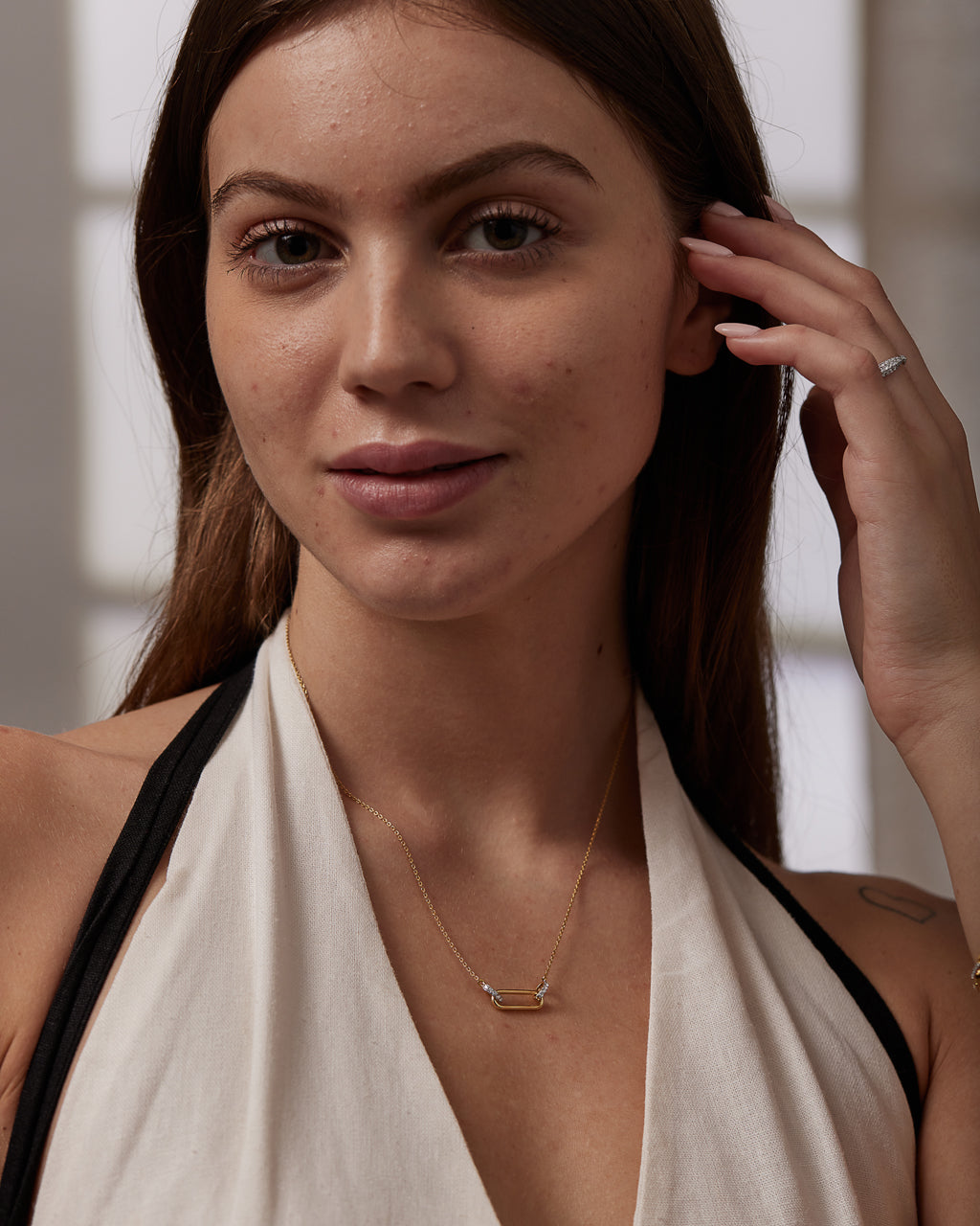 Interlocking Paperclip Diamond Necklace, 14K Gold Vermeil, 1/10 ct Lab Grown Diamond-2