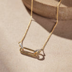 Interlocking Paperclip Diamond Necklace, 14K Gold Vermeil, 1/10 ct Lab Grown Diamond-6