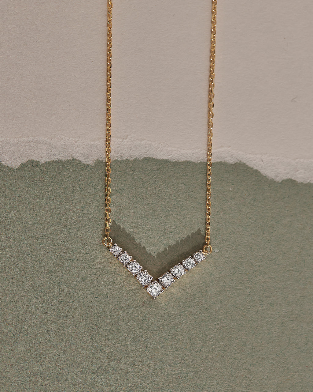 Chevron Diamond Necklace, 14K Gold Vermeil, 1/3 ct Lab Grown Diamond-6