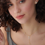 Teardrop Diamond Lariat Necklace, 14K Gold Vermeil, 1/3 ct Lab Grown Diamond-2