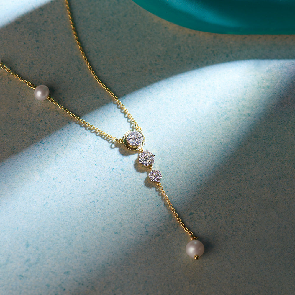 Teardrop Diamond Lariat Necklace, 14K Gold Vermeil, 1/3 ct Lab Grown Diamond-1