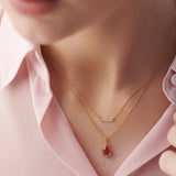 Chain Link Diamond Bar Necklace
