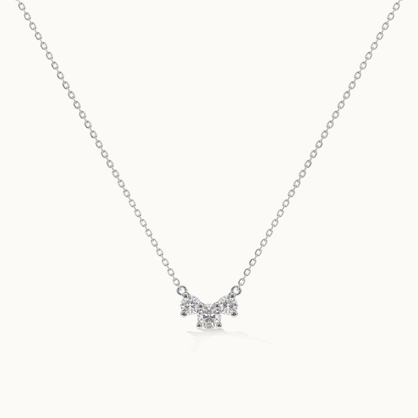 Three Stone Diamond Bar Necklace, Sterling Silver, 1/3 ct Lab Grown Diamond-3