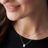 Three Stone Pave Diamond Bar Necklace