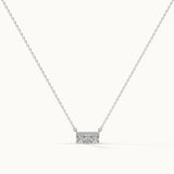 Three Stone Pave Diamond Bar Necklace
