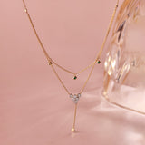 Layered Diamond Necklace, 14K Gold Vermeil, 1/6 ct Lab Grown Diamond-1