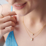 Double Layered Solitaire Necklace, 14K Gold Vermeil, 1 ct Lab Grown Diamond-5