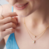 Double Layered Solitaire Necklace, 14K Gold Vermeil, 1 ct Lab Grown Diamond-5