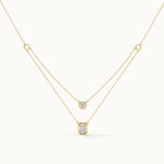 Double Layered Solitaire Necklace, 14K Gold Vermeil, 1 ct Lab Grown Diamond-3