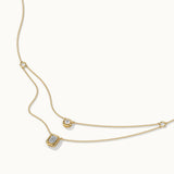 Double Layered Solitaire Necklace, 14K Gold Vermeil, 1 ct Lab Grown Diamond-6